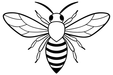 bee silhouette line art vector illustration with a white background