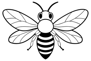 bee silhouette line art vector illustration with a white background