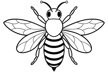 bee silhouette line art vector illustration with a white background