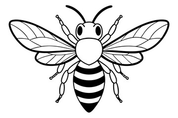 bee silhouette line art vector illustration with a white background