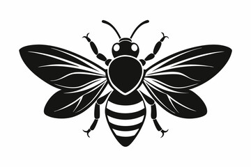 bee silhouette line art vector illustration with a white background