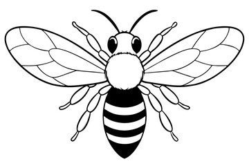 bee silhouette line art vector illustration with a white background