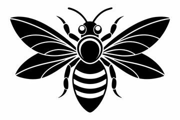 bee silhouette line art vector illustration with a white background