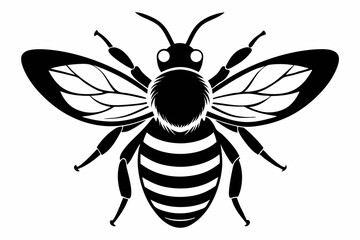 bee silhouette line art vector illustration with a white background