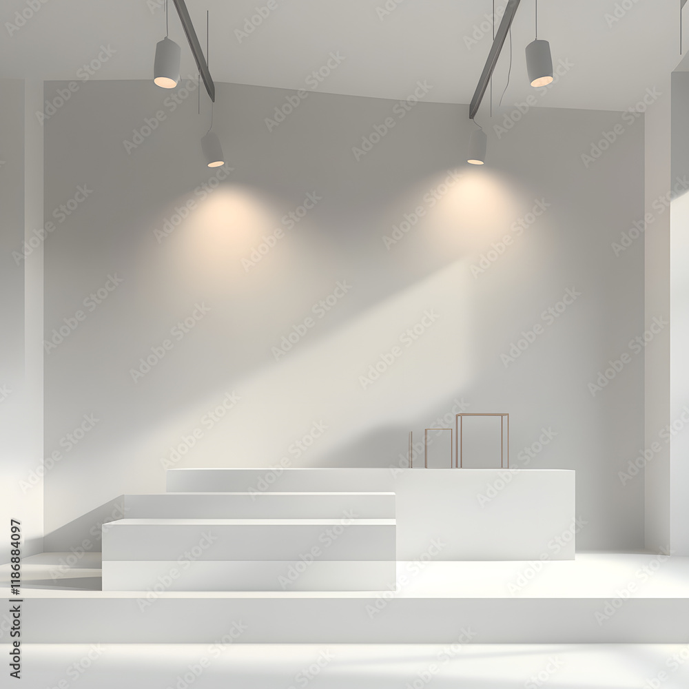 Poster empty 3d rendering promotion stage for product presentations. digital drawing mockup design.