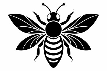 bee silhouette line art vector illustration with a white background