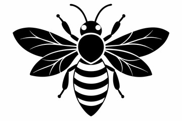 bee silhouette line art vector illustration with a white background