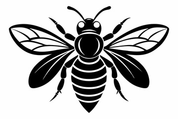 bee silhouette line art vector illustration with a white background