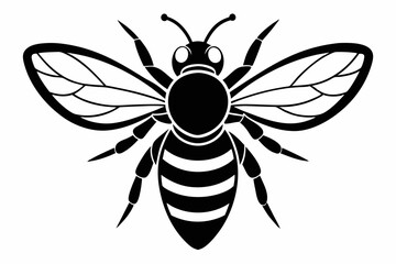 bee silhouette line art vector illustration with a white background