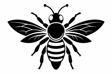 bee silhouette line art vector illustration with a white background