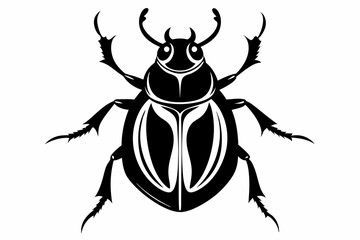 beetle silhouette line art vector illustration with a white background