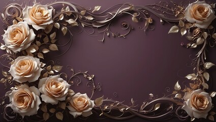 Golden Floral Border on Dark Background is very elegant