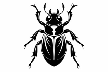 beetle silhouette line art vector illustration with a white background