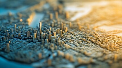 Obraz premium Detailed 3D Map of A Modern City Celebrating Urban Landscape and Architectural Change : Generative AI