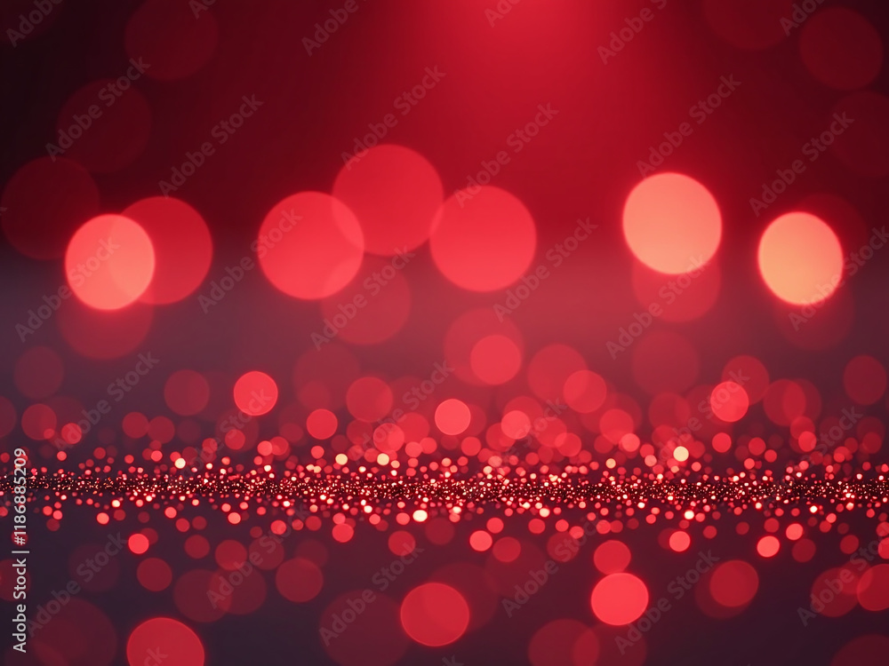 Aufkleber A Shallow Depth Of Field Captures A Red Glitter Pattern On An Abstract Background With Bokeh And Defocused Lights Shining Through. 00003