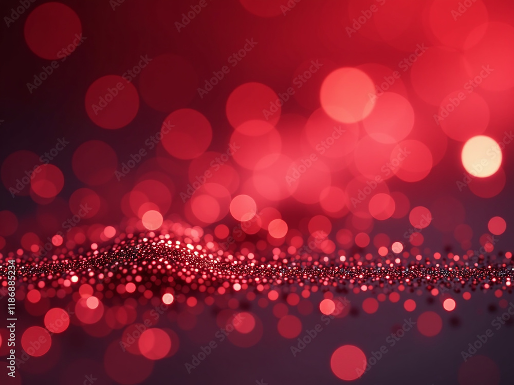 Aufkleber A Shallow Depth Of Field Captures A Red Glitter Pattern On An Abstract Background With Bokeh And Defocused Lights Shining Through. 00002