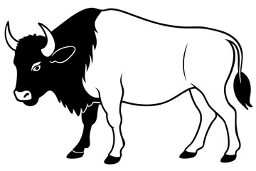 bison silhouette line art vector illustration with a white background