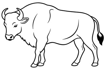 bison silhouette line art vector illustration with a white background