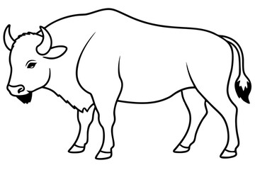 bison silhouette line art vector illustration with a white background