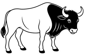 bison silhouette line art vector illustration with a white background