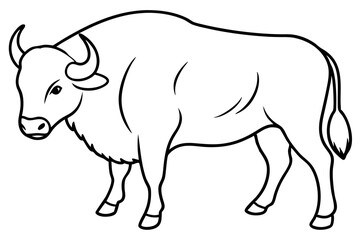 bison silhouette line art vector illustration with a white background