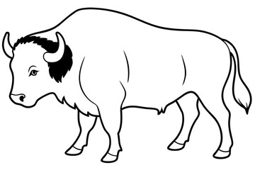 bison silhouette line art vector illustration with a white background