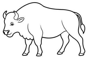 bison silhouette line art vector illustration with a white background