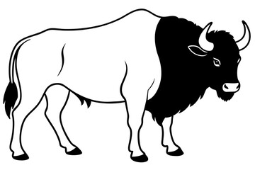 bison silhouette line art vector illustration with a white background