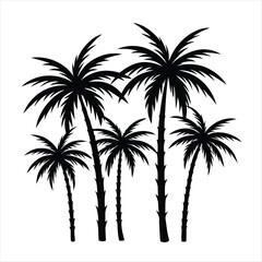 palm tree silhouette set