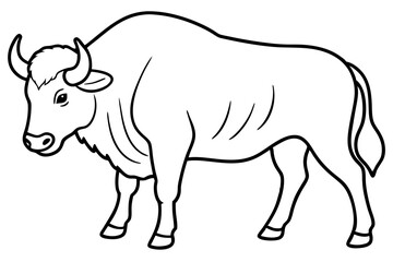 bison silhouette line art vector illustration with a white background