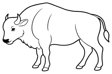 bison silhouette line art vector illustration with a white background