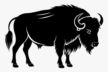 bison silhouette line art vector illustration with a white background