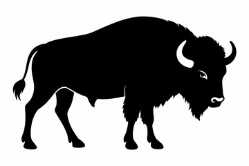 bison silhouette line art vector illustration with a white background