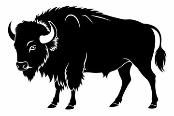 bison silhouette line art vector illustration with a white background