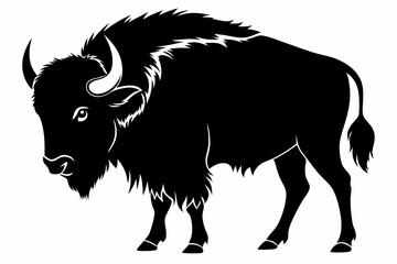 bison silhouette line art vector illustration with a white background