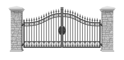 Iron gate on transparent background - 3d PNG illustration