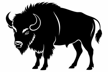 bison silhouette line art vector illustration with a white background