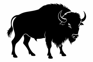 bison silhouette line art vector illustration with a white background