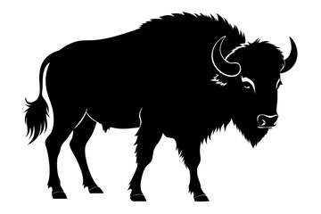 bison silhouette line art vector illustration with a white background © pipp99