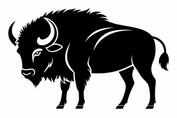 bison silhouette line art vector illustration with a white background