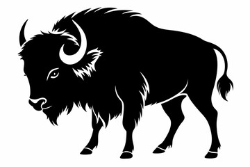 bison silhouette line art vector illustration with a white background