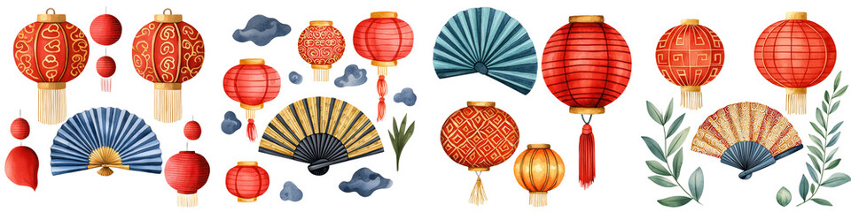 Intricate Chinese Lantern and Fan 