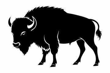 bison silhouette line art vector illustration with a white background