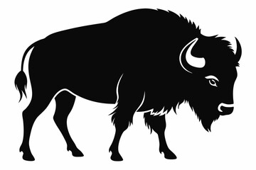 bison silhouette line art vector illustration with a white background
