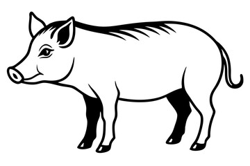 boar silhouette line art vector illustration with a white background
