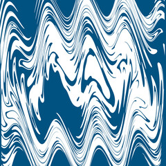 Abstraktion in Blau-Weiß mit Wellen