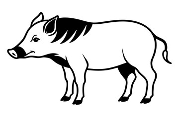 boar silhouette line art vector illustration with a white background