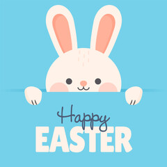 Happy Easter! Cute Easter Bunny. Vector Illustration.