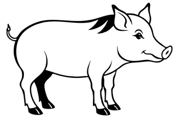 boar silhouette line art vector illustration with a white background