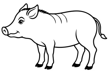 boar silhouette line art vector illustration with a white background